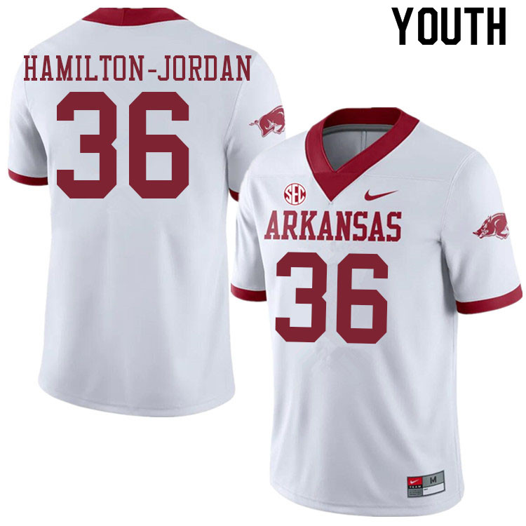 Youth #36 Jermaine Hamilton-Jordan Arkansas Razorbacks College Football Jerseys Sale-Alternate White